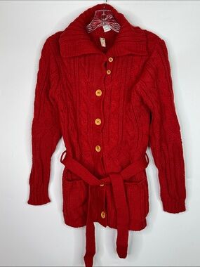 Vintage Kmart Red Knit Button Down Sweater Size Small NWT 80s Korea